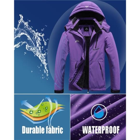 Women's‎ Plus Size Warm Winter Coat Hooded Waterproof Ski Jacket Mountain - Picture 4 of 7